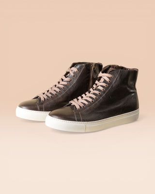 Leather High-Top Sneakers with Zip - LOMBARDI 1022