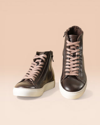 Leather High-Top Sneakers with Zip - LOMBARDI 1022