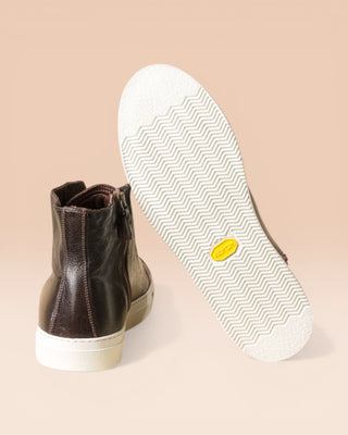Leather High-Top Sneakers with Zip - LOMBARDI 1022
