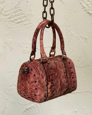 Women's Studded Leather Bowler Bag - DOM MAGIC