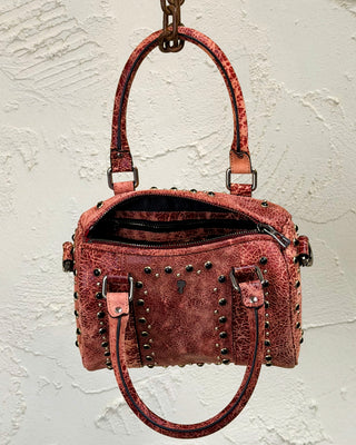 Women's Studded Leather Bowler Bag - DOM MAGIC