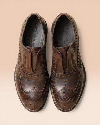 Mocassini brogue slip-on da uomo in pelle di bufalo - COLOMBO 7543