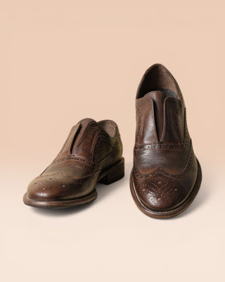 Mocassini brogue slip-on da uomo in pelle di bufalo - COLOMBO 7543
