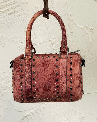 Women's Studded Leather Bowler Bag - DOM MAGIC