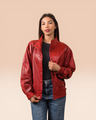 Giacca oversized in pelle di agnello - ANIKA