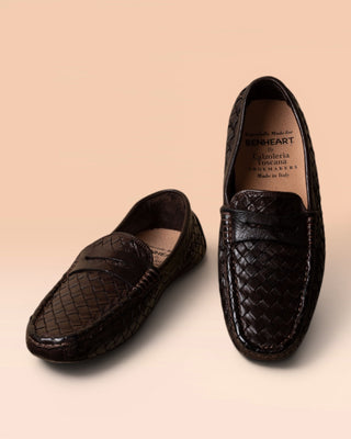Handwoven Leather Penny Loafers - AZELIO