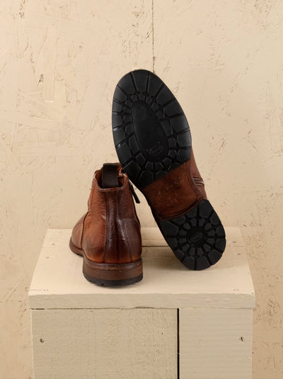 Rear and sole detail of Benheart Aufiero 1434 men’s Chelsea boots in cocker leather, handcrafted in Italy with Vibram rubber sole