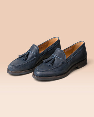 Men’s Navy Suede Tassel Loafer - BLENO