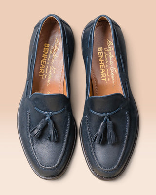 Men’s Navy Suede Tassel Loafer - BLENO