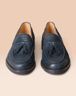 Men’s Navy Suede Tassel Loafer - BLENO