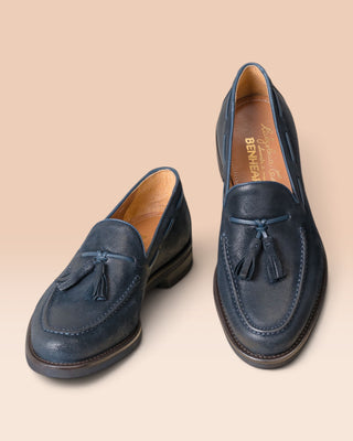 Men’s Navy Suede Tassel Loafer - BLENO