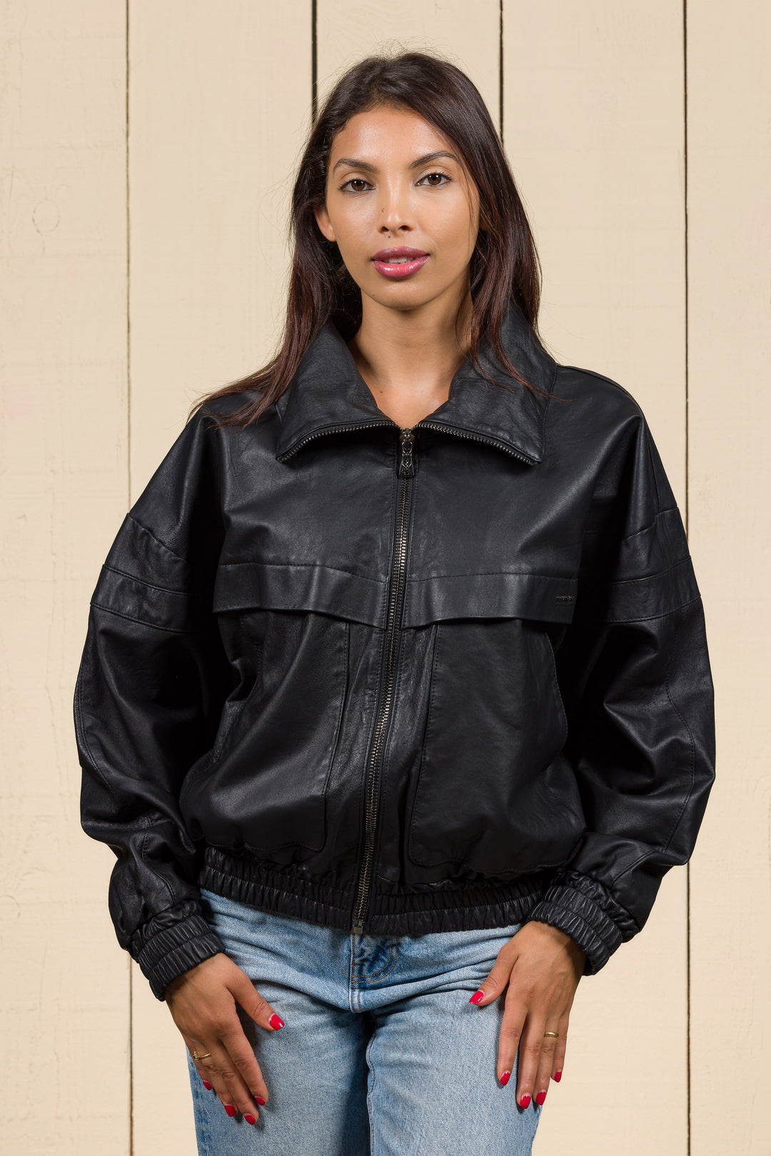 Benheart Carol: women's oversized leather jacket, handmade in