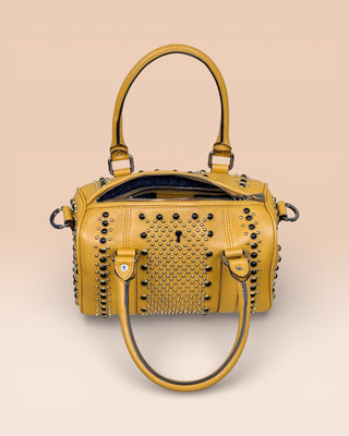 Women's Studded Leather Bowler Bag - DOM MAGIC