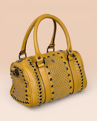 Women's Studded Leather Bowler Bag - DOM MAGIC