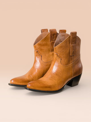 Women's Leather Western Ankle Boots - NATALI 5151