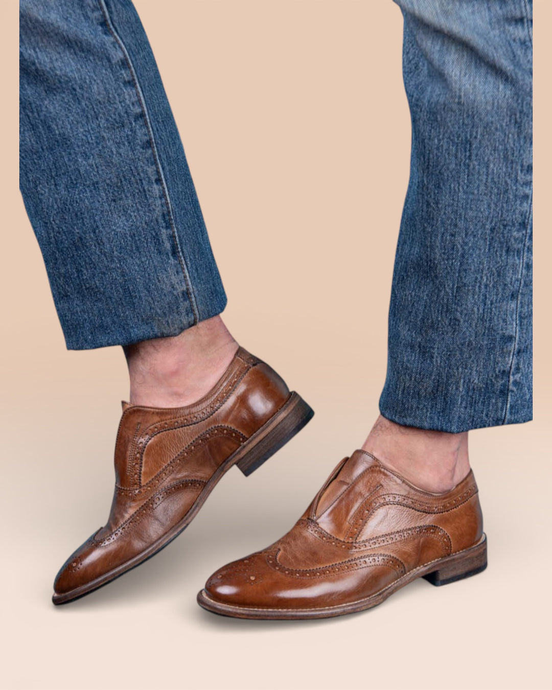 Colombo 7543: leather slip-on brogue shoes, handmade in Florence –  benheart.it