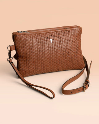 Braided Leather Clutch - DESERT