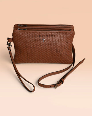 Braided Leather Clutch - DESERT