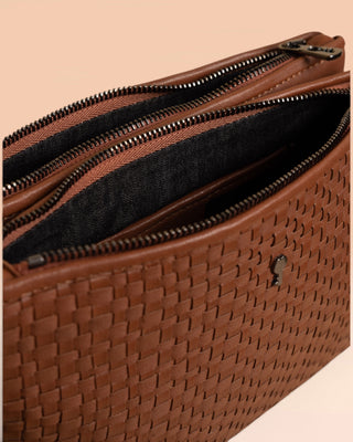 Braided Leather Clutch - DESERT