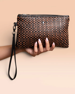 Braided Leather Clutch - DESERT