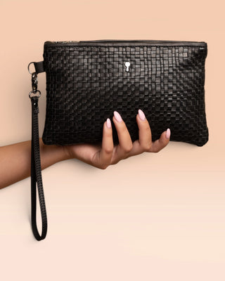 Braided Leather Clutch - DESERT