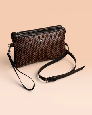 Braided Leather Clutch - DESERT