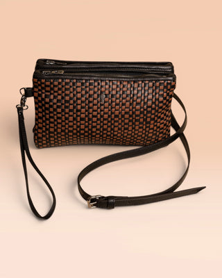 Braided Leather Clutch - DESERT