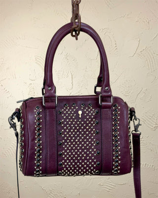 Women's Studded Leather Bowler Bag - DOM MAGIC