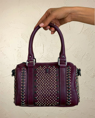 Women's Studded Leather Bowler Bag - DOM MAGIC