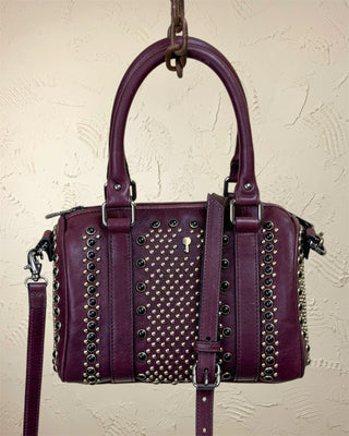 Women's Studded Leather Bowler Bag - DOM MAGIC