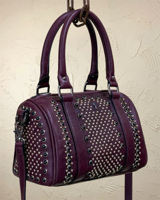 Women's Studded Leather Bowler Bag - DOM MAGIC