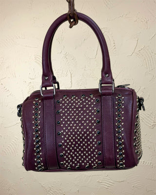 Women's Studded Leather Bowler Bag - DOM MAGIC