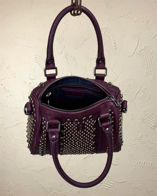 Women's Studded Leather Bowler Bag - DOM MAGIC