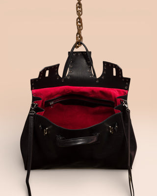 Borsa a spalla borchiata in pelle - GINEVRA Medium