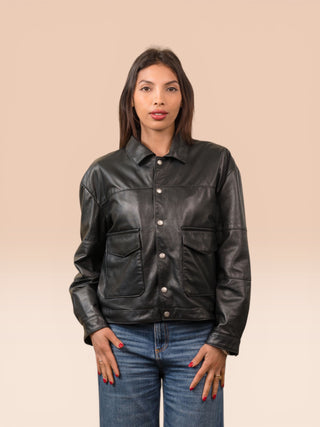 Giacca oversize in pelle di agnello - NUNU