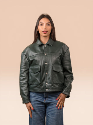 Giacca oversize in pelle di agnello - NUNU
