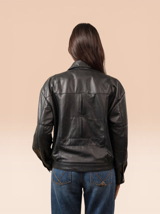 Giacca oversize in pelle di agnello - NUNU