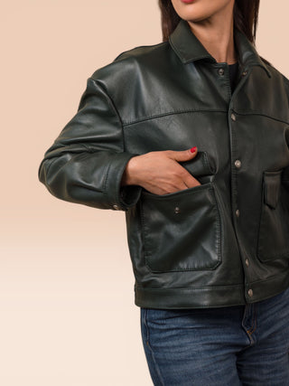 Giacca oversize in pelle di agnello - NUNU