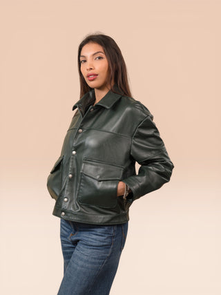 Giacca oversize in pelle di agnello - NUNU
