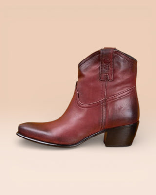 Benheart Natali 5151 Texan low-cut boots in fegato, side view.