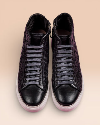 Top view of Raimondo 8393 unisex woven high-top sneakers in black.