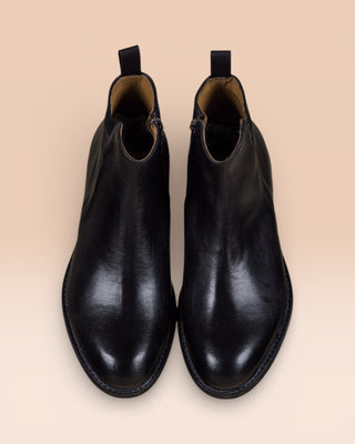 Top view of Suso men’s black leather Chelsea boots by Benheart.