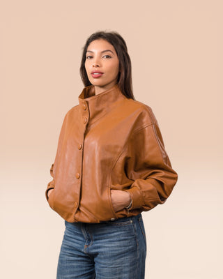 Giacca oversized in pelle di agnello - ANIKA