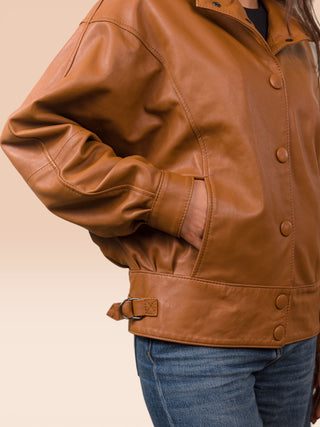 Giacca oversized in pelle di agnello - ANIKA