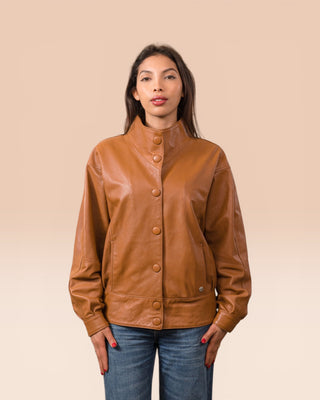 Giacca oversized in pelle di agnello - ANIKA