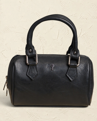 Borsa a mano strutturata Benheart | Made in Italy, Made with Heart in pelle di agnello nera con manici superiori