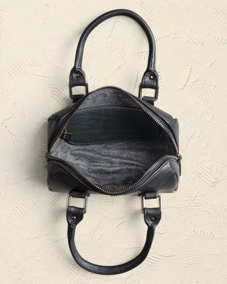 Borsa a mano Benheart | Made in Italy, Made with Heart in pelle di agnello nera con interno in denim e zip