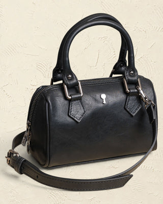 Borsa a mano strutturata Benheart | Made in Italy, Made with Heart in pelle di agnello nera con tracolla rimovibile