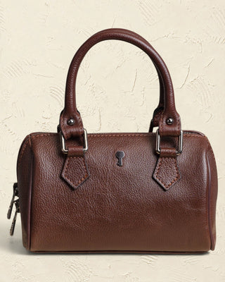 Borsa a mano Benheart | Made in Italy, Made with Heart in pelle di agnello marrone con struttura rigida e logo