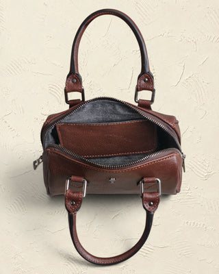 Borsa a mano Benheart | Made in Italy, Made with Heart in pelle di agnello marrone con chiusura a zip e manici